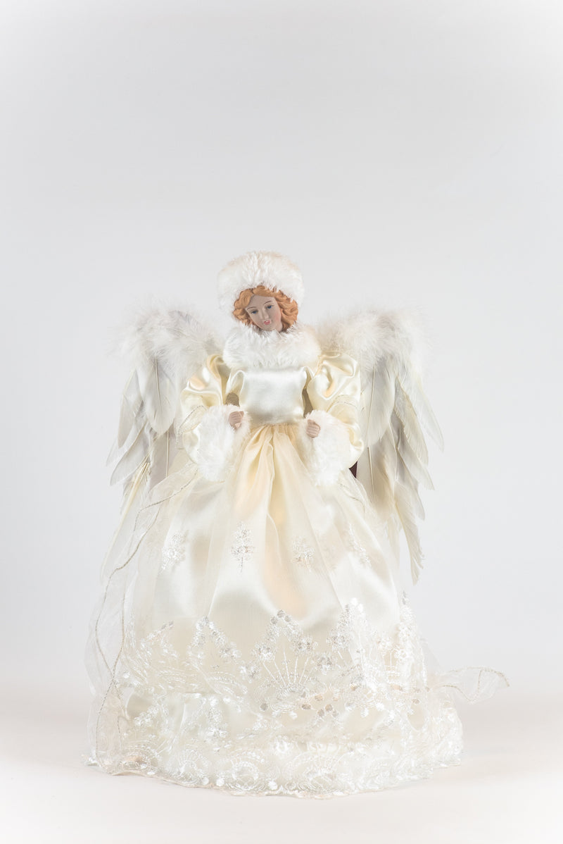 16 Inch Angel Tree Topper - Parchment and Cream - The Country Christmas Loft
