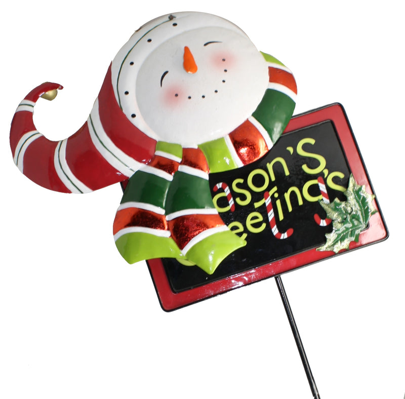 Snowman Season Greeting Metal Sign - The Country Christmas Loft