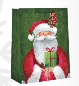 Country Christmas Gift Bag - Large - Santa Ho Ho Ho - The Country Christmas Loft