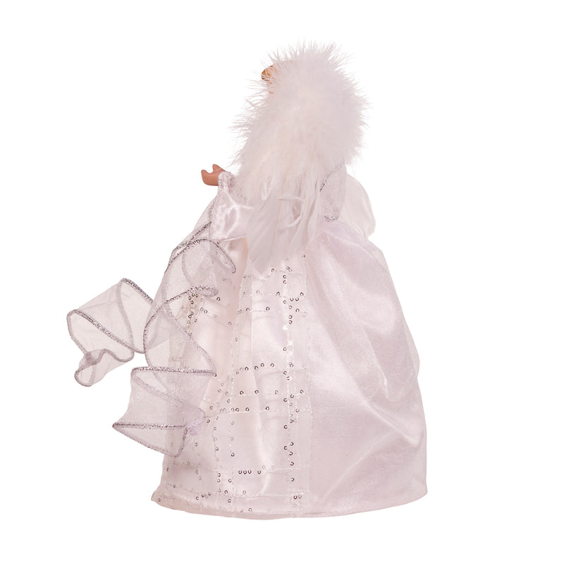 Battery Operated Silver and White Fairy Light LED Angel Treetop - The Country Christmas Loft