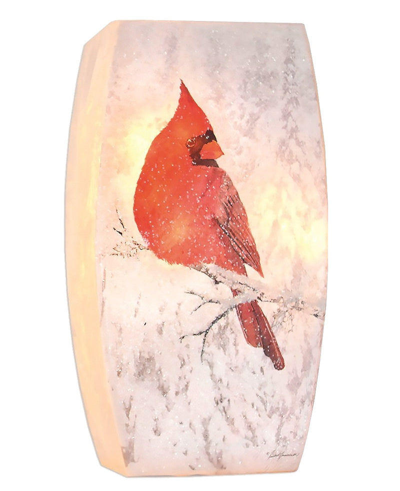 Prelit Glass Vase - Single Cardinal - 7.75" tall - The Country Christmas Loft