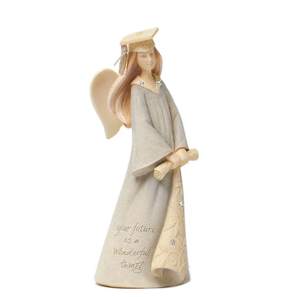 Foundations Graduation Mini Angel Stone Resin Figurine - 4.25" - The Country Christmas Loft