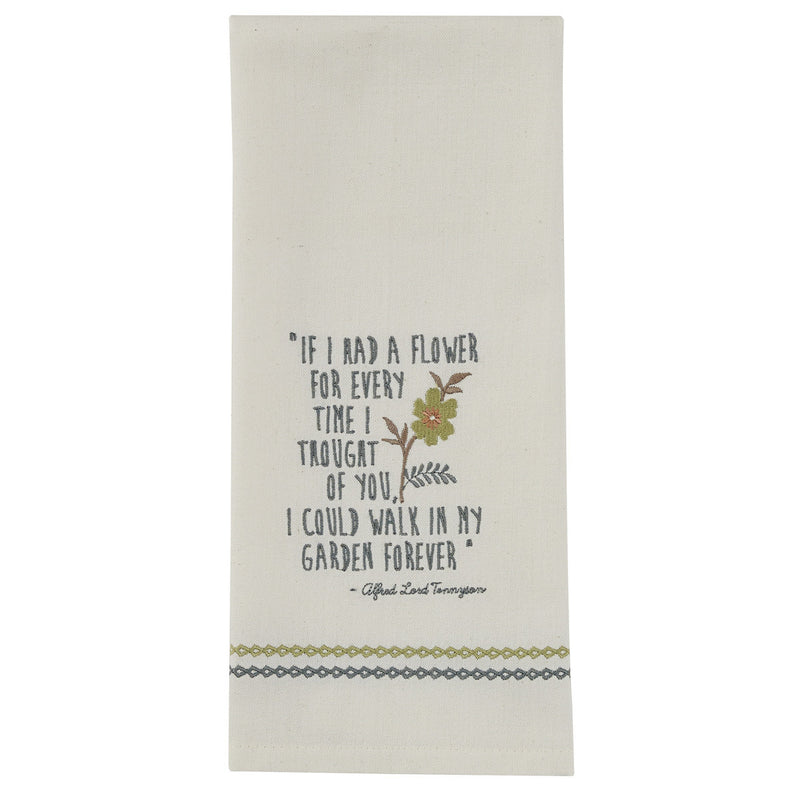 If I Had  A Flower Embroidered Dishtowel - The Country Christmas Loft