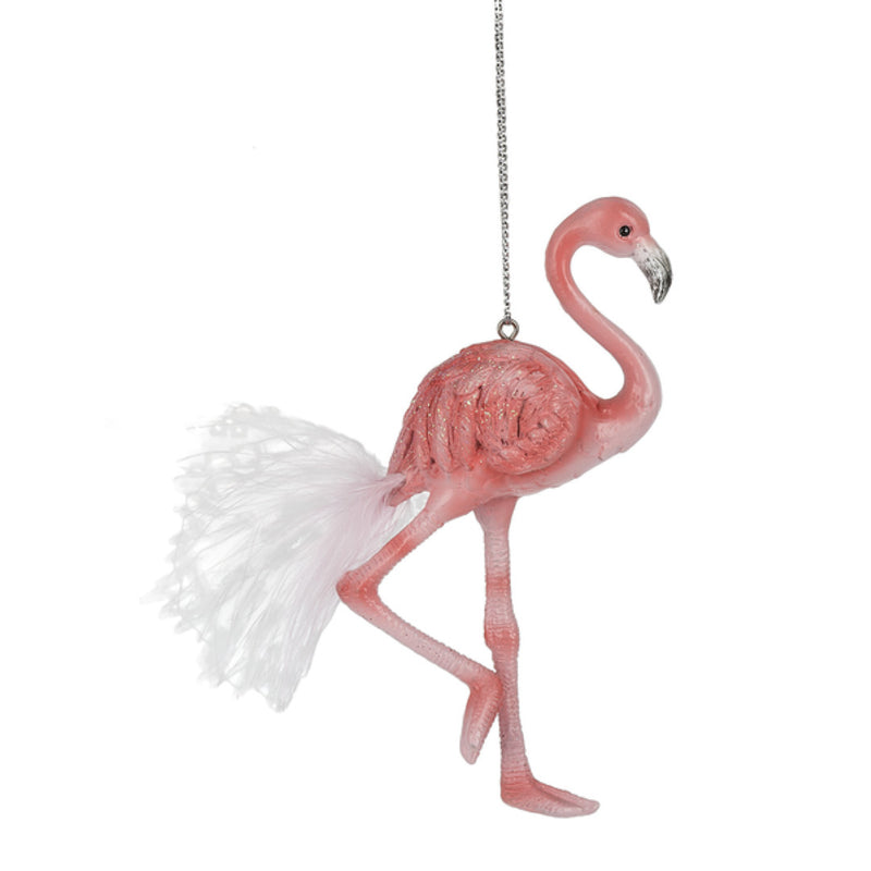 Pink Flamingo Ornament with Fluffy Tail - The Country Christmas Loft