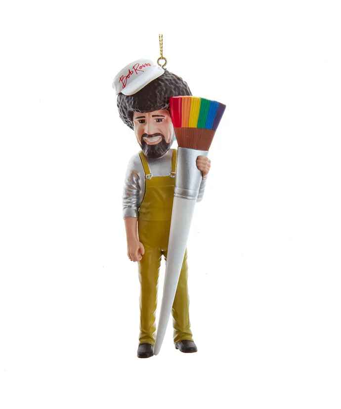 Bob Ross With Paint Brush Ornament - The Country Christmas Loft