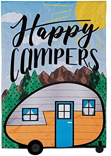 Happy Campers Garden Applique Flag - 12" x 18" - The Country Christmas Loft