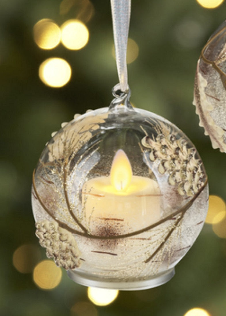 LED Lit Ball Ornament - Pinecones