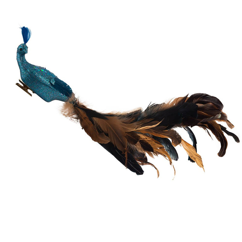 Decorative Feather Peacock With Clip - 18 Inch