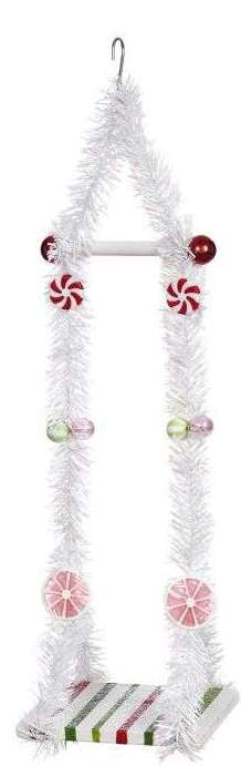 Single Elf  Small Swing - White, Green And Red - The Country Christmas Loft