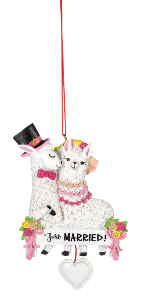 Llama Ornament - Just Married! - The Country Christmas Loft