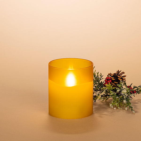 Frosted Glass Candle Yellow  Small - The Country Christmas Loft
