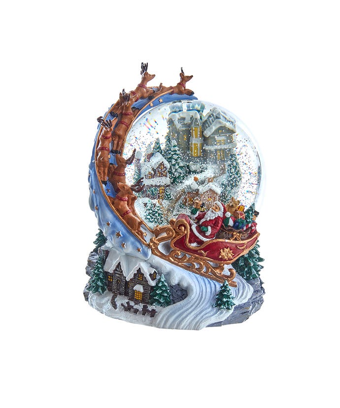 Battery Operated Musical Santa and Sled Water Globe - The Country Christmas Loft