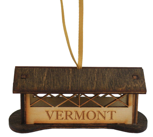 Wooden 3D Vermont Covered Bridge Ornament - The Country Christmas Loft