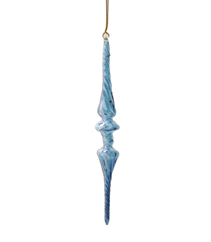 Outer Swirl Icicle Glass Ornaments - Blue - Double Torus