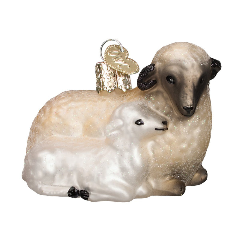 Old World Christmas Sheep With Lamb Glass Blown Ornament - The Country Christmas Loft