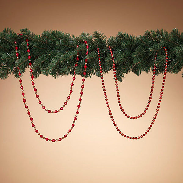 6 Foot Red Holiday Bead Garland - - The Country Christmas Loft