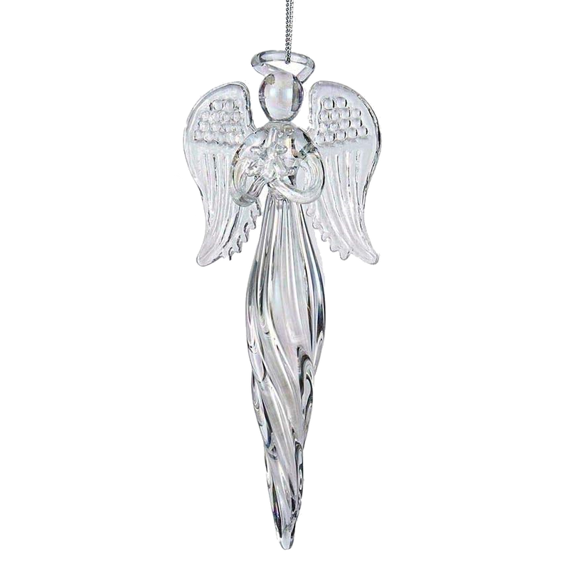 Angel Finial Glass Ornament - Holding a Tree - The Country Christmas Loft