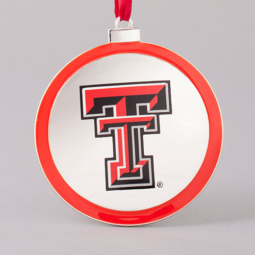 Silver Plated College Logo Ornament - Texas Tech