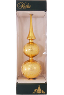 Glass 13 Inch Treetop Finial - Shiney Gold with Glitterlace - The Country Christmas Loft