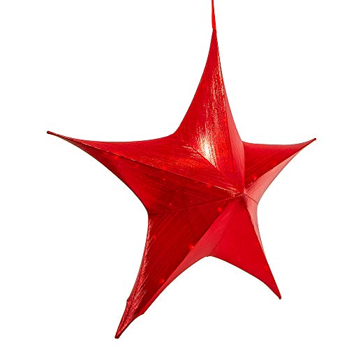 Battery-Operated Metallic Foldable 3D Star - Red - The Country Christmas Loft