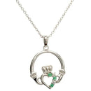 Silver Green/ CZ Claddagh Pendant