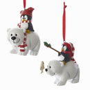 Polar Bear With Penguin Ornament -  Fishing - The Country Christmas Loft