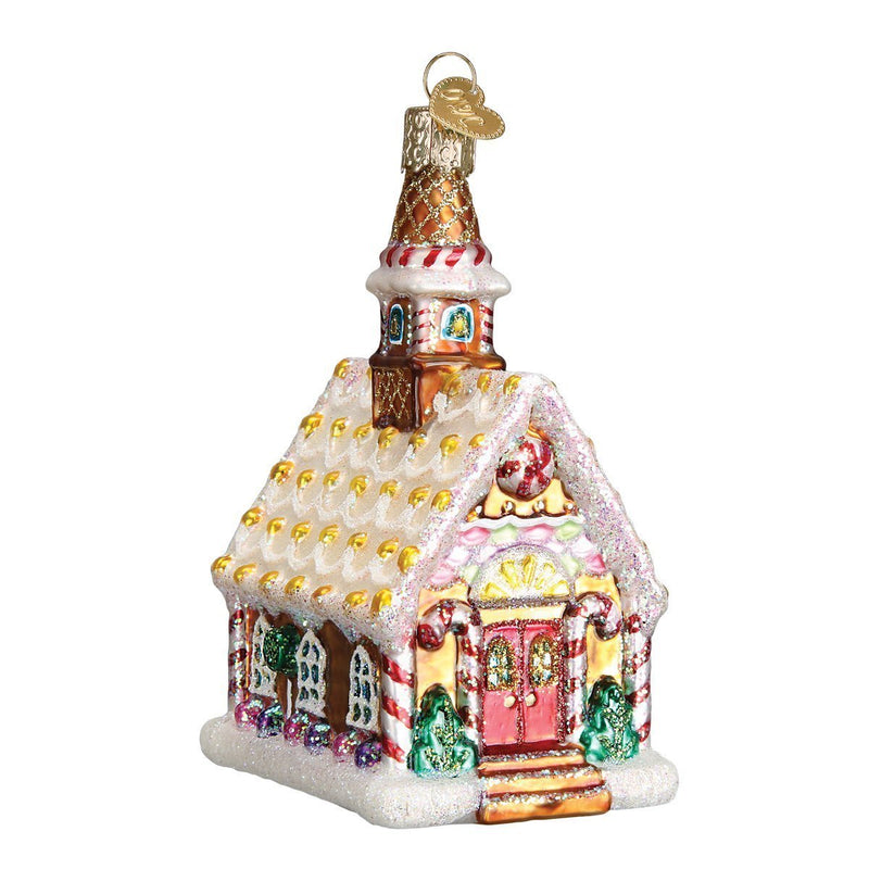 Gingerbread Church Glass Ornament - The Country Christmas Loft
