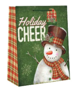Country Christmas Gift Bag - Large - Holiday Cheer Snowman - The Country Christmas Loft