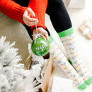 4" Ornament with Holiday Socks - Light up the season - The Country Christmas Loft