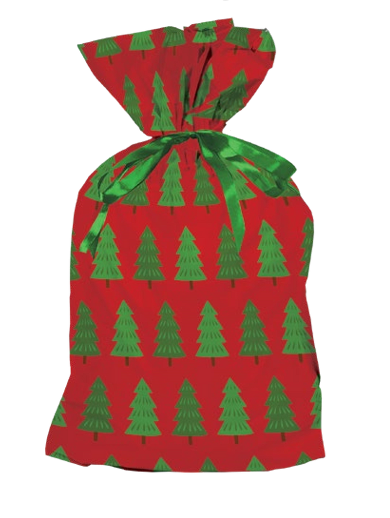 Wrap In A Hurry Jumbo Pull String Gift Bag - Tree Design - The Country Christmas Loft