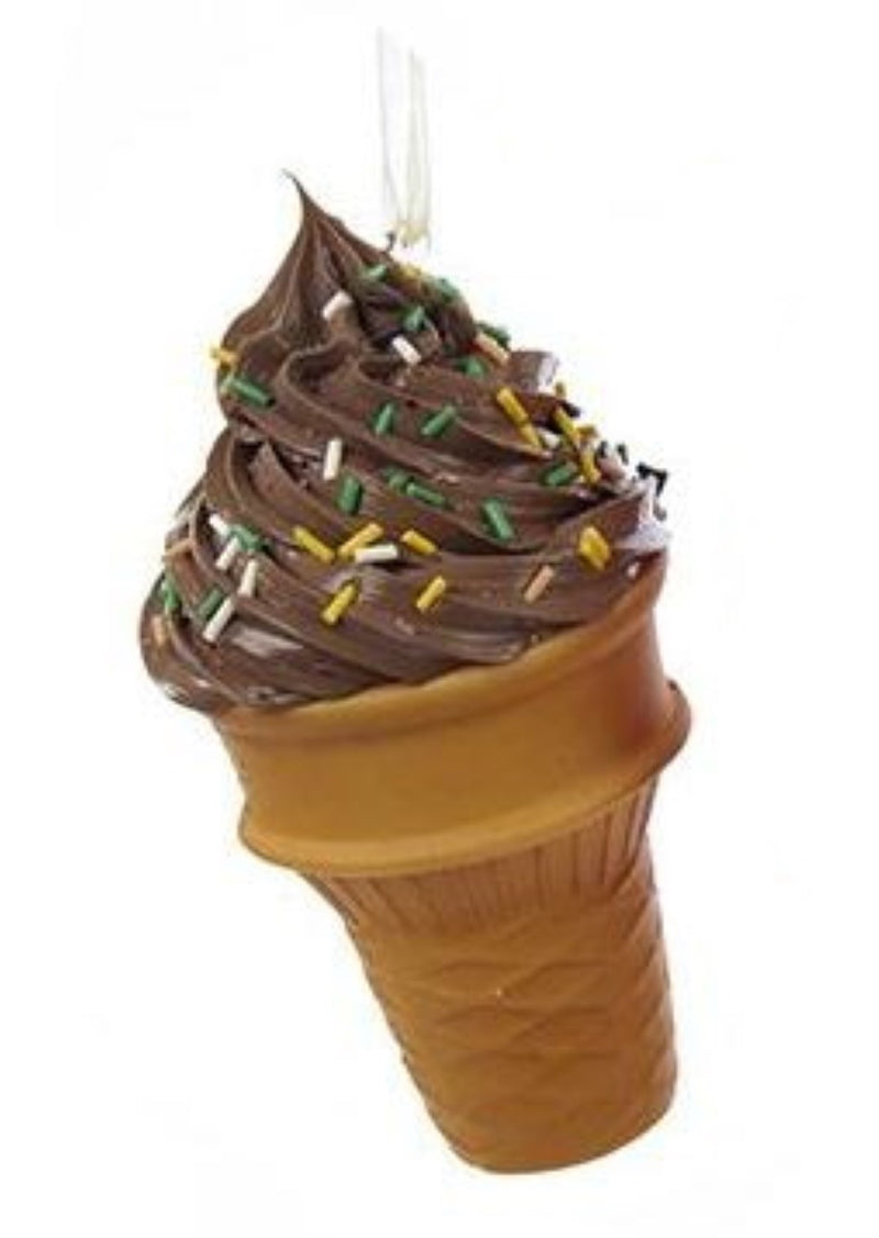 Foam Ice Cream Cone Ornament - Chocolate with Jimmies - The Country Christmas Loft