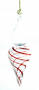 Candy Cane Stripe Blown Glass Ornament - Finial