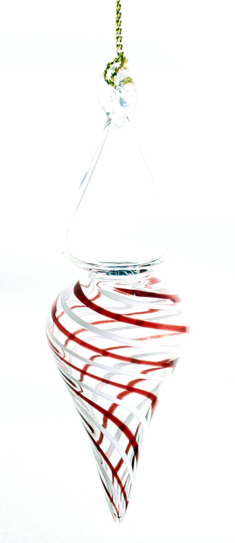 Candy Cane Stripe Blown Glass Ornament - Finial