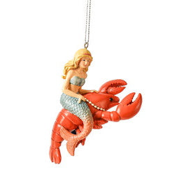 Mermaid Riding a Lobster Ornament - The Country Christmas Loft