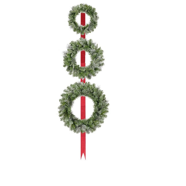 3 Piece Flocked LED Green Fir Wreath set - 18"-24"-30" - The Country Christmas Loft