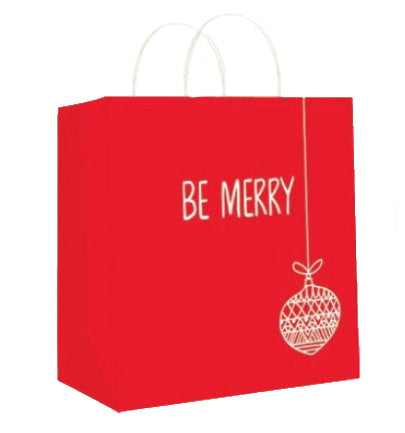 Kraft Jumbo Square Christmas Gift Bag - Be Merry - The Country Christmas Loft