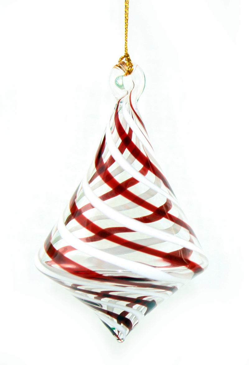 Peppermint Stretched Diamond Glass Ornament