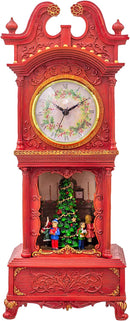 Musical Rotating Santa Mantle Clock - Rosy Red - The Country Christmas Loft