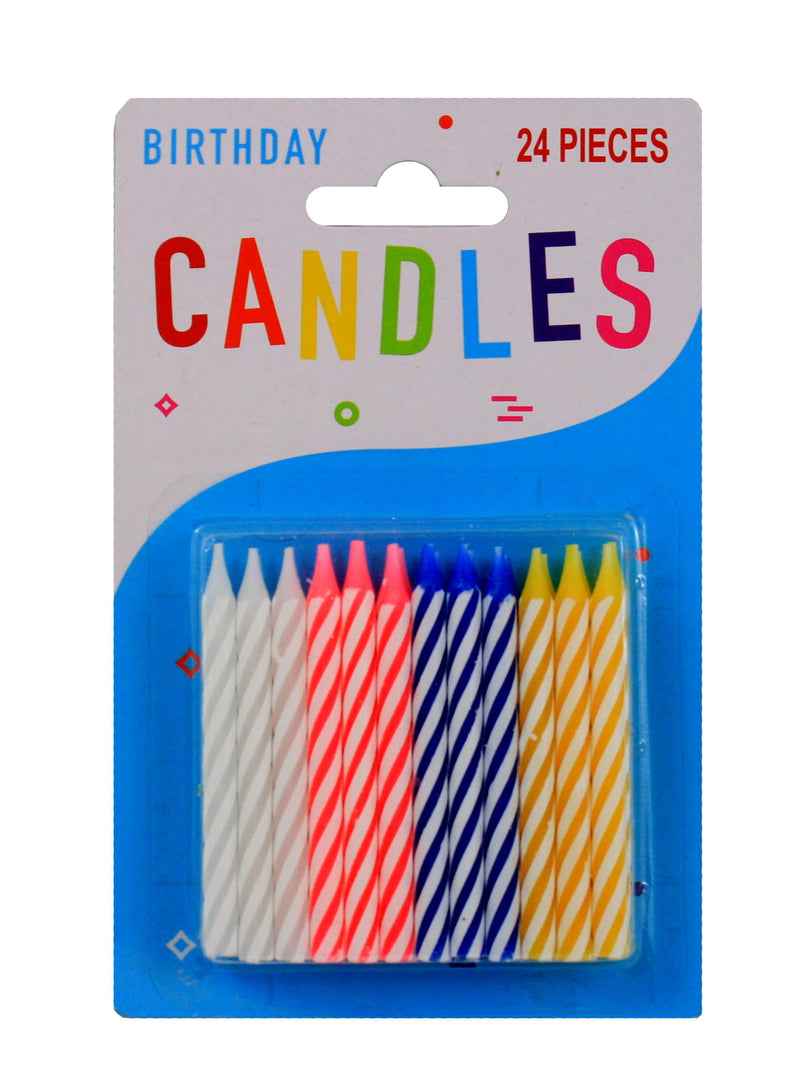 Colorful Spiral Cake Candles - 24 pack - The Country Christmas Loft