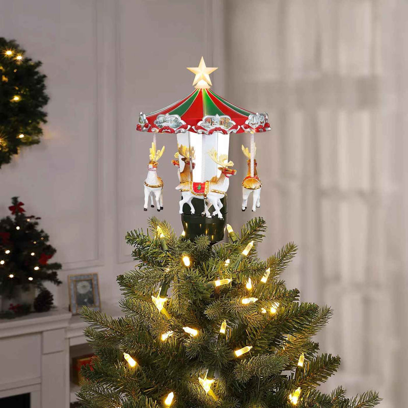 Animated Tree Topper - Carousel - The Country Christmas Loft
