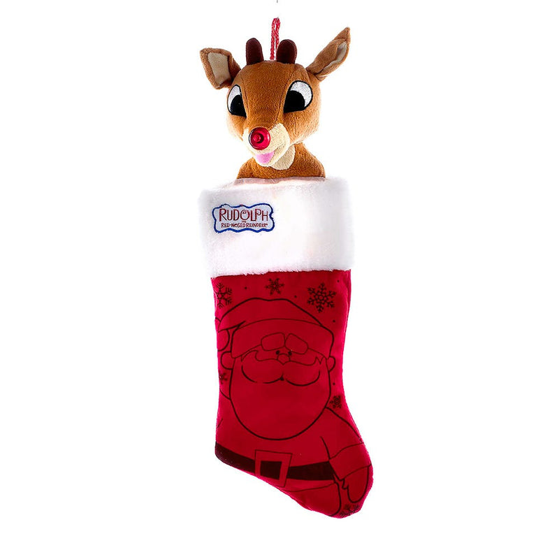 Rudolph The Red Nose Reindeer Plush Head Stocking - The Country Christmas Loft