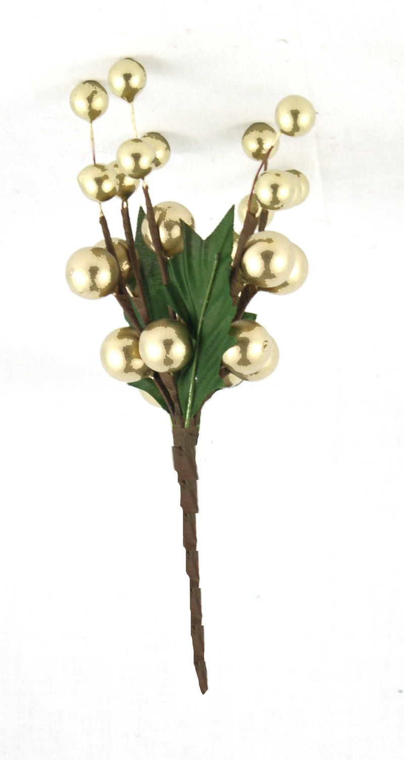 7.5" Berry Cluster - Gold - The Country Christmas Loft