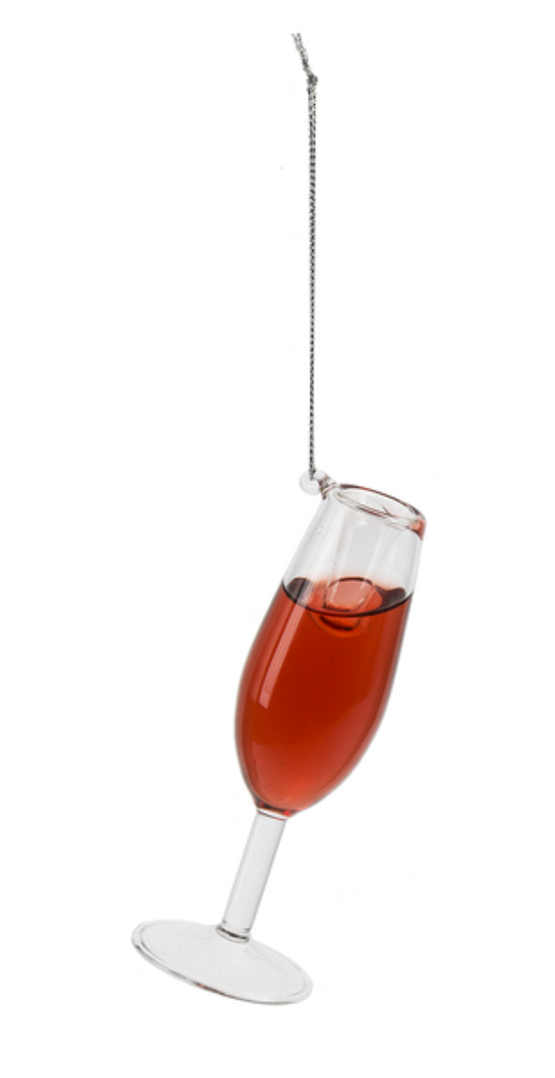Filled Wine Glass Ornament -  Prosec-Ho Ho Ho - The Country Christmas Loft