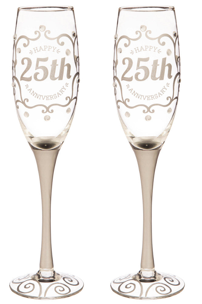25th Anniversary Champagne Flutes - Set of 2 - The Country Christmas Loft