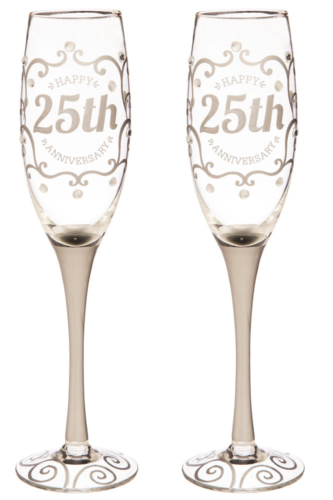 25th Anniversary Champagne Flutes - Set of 2 - The Country Christmas Loft