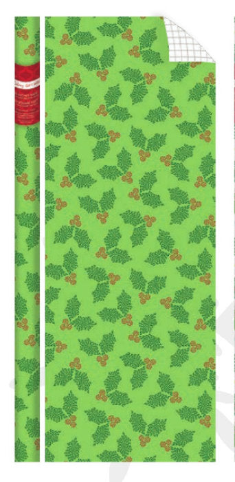 Premium Holiday Roll Wrap - 80 Square Feet - Contemporary Holly