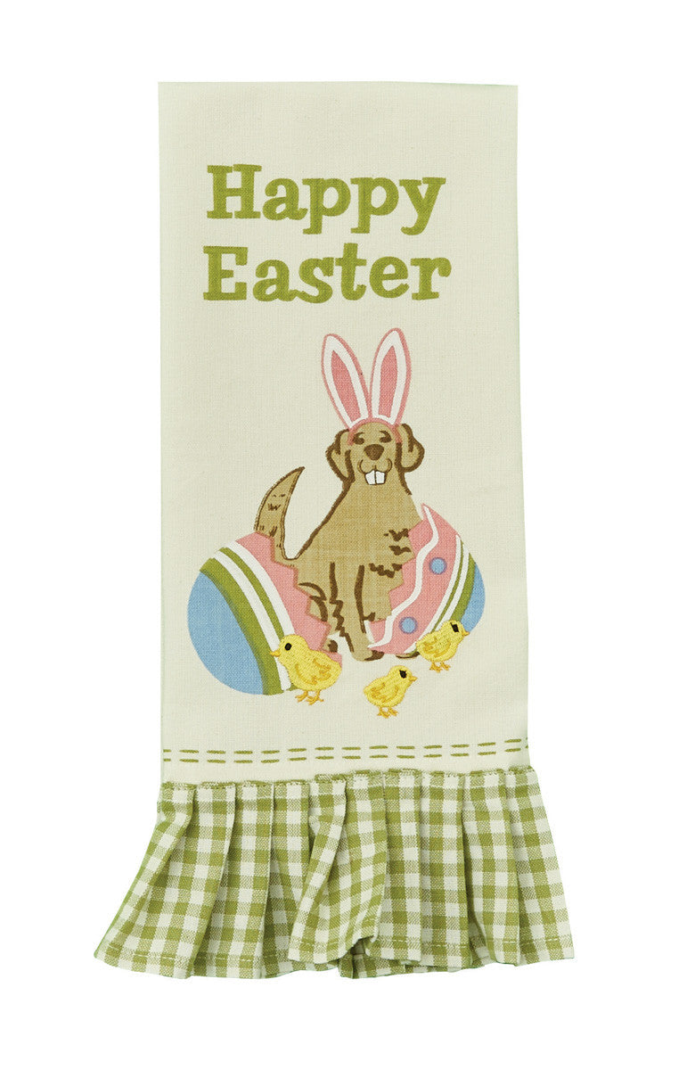 Easter Dog Embroidered Printed Dishtowel - The Country Christmas Loft