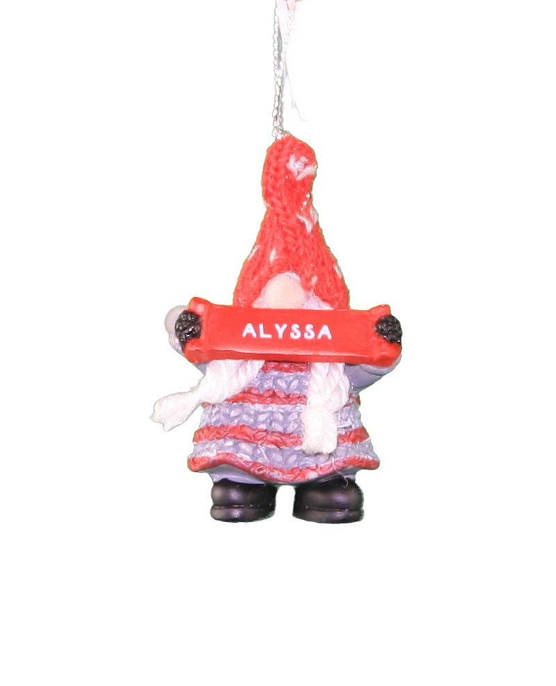 Personalized Gnome Ornament (Letters A-I) - Alyssa - The Country Christmas Loft