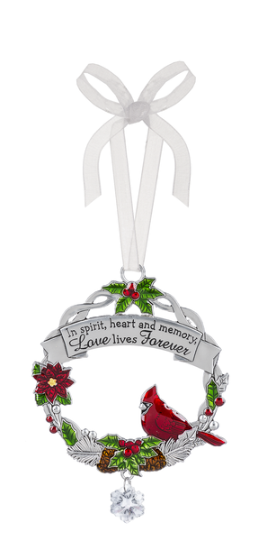 Christmas Cardinal Ornament - In Spirit, Heart and Memory, Love lives Forever - The Country Christmas Loft
