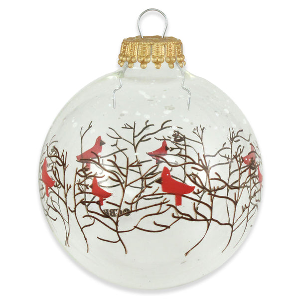 Branches and Cardinals Clear Ball Ornaments - The Country Christmas Loft